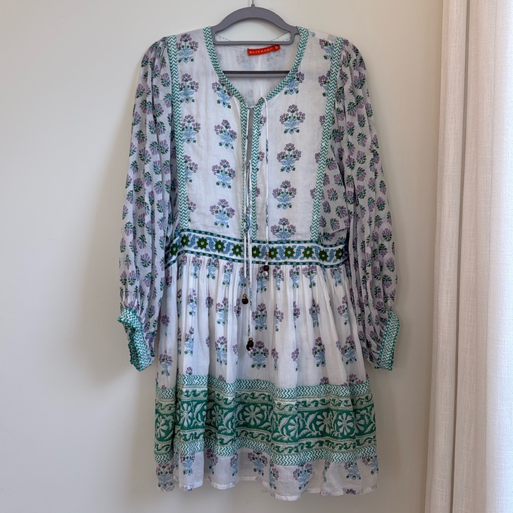 OLIPHANT - provence tie-front dress mini balloon sleeves dress S